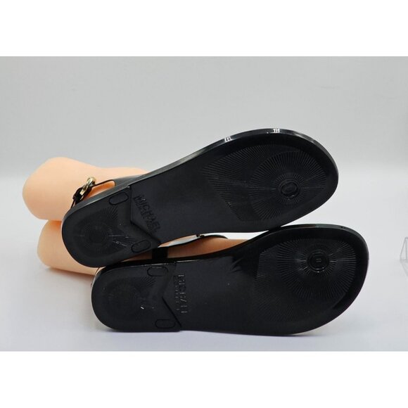 Michael Kors Women's Black Jelly Gold Logo Plate Thong Sandals Size 8M 2648 - Picture 7 of 16